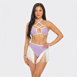 NEW NWT 💜 Purple Sequin Fringe Festival Set, Cowgirl Set, Western Fringe Set